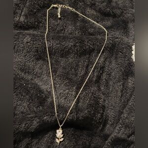 Gold Necklace with Rose Pendant
